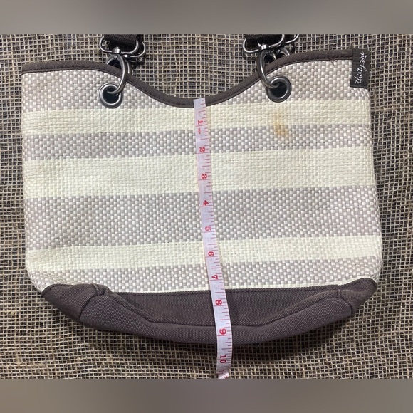 Thirty-one Tote Water Resistant Brown/Beige Textured Straw Removable Straps - Picture 8 of 13